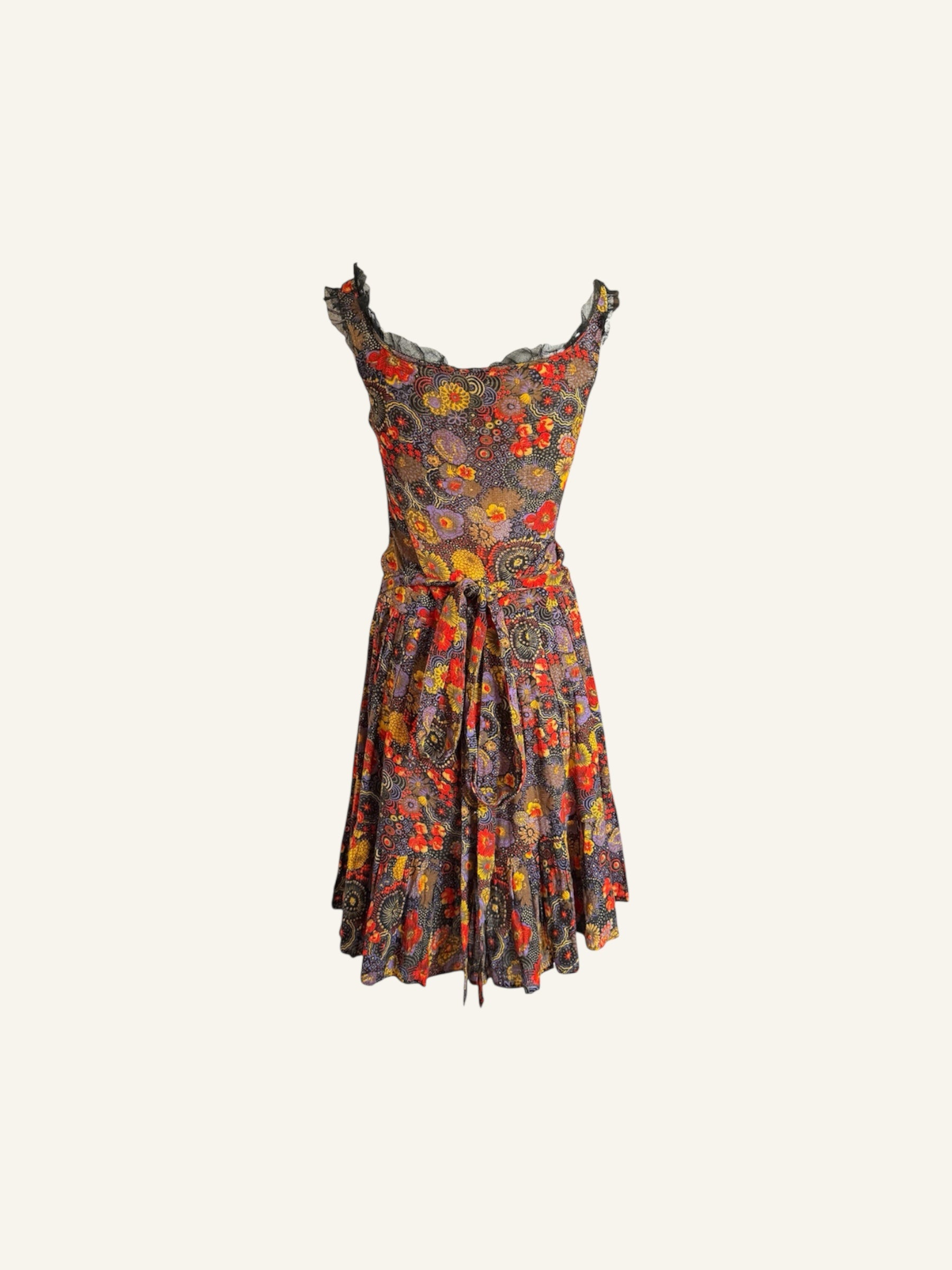 Dolce & Gabbana Floral Black Lace Tie Dress