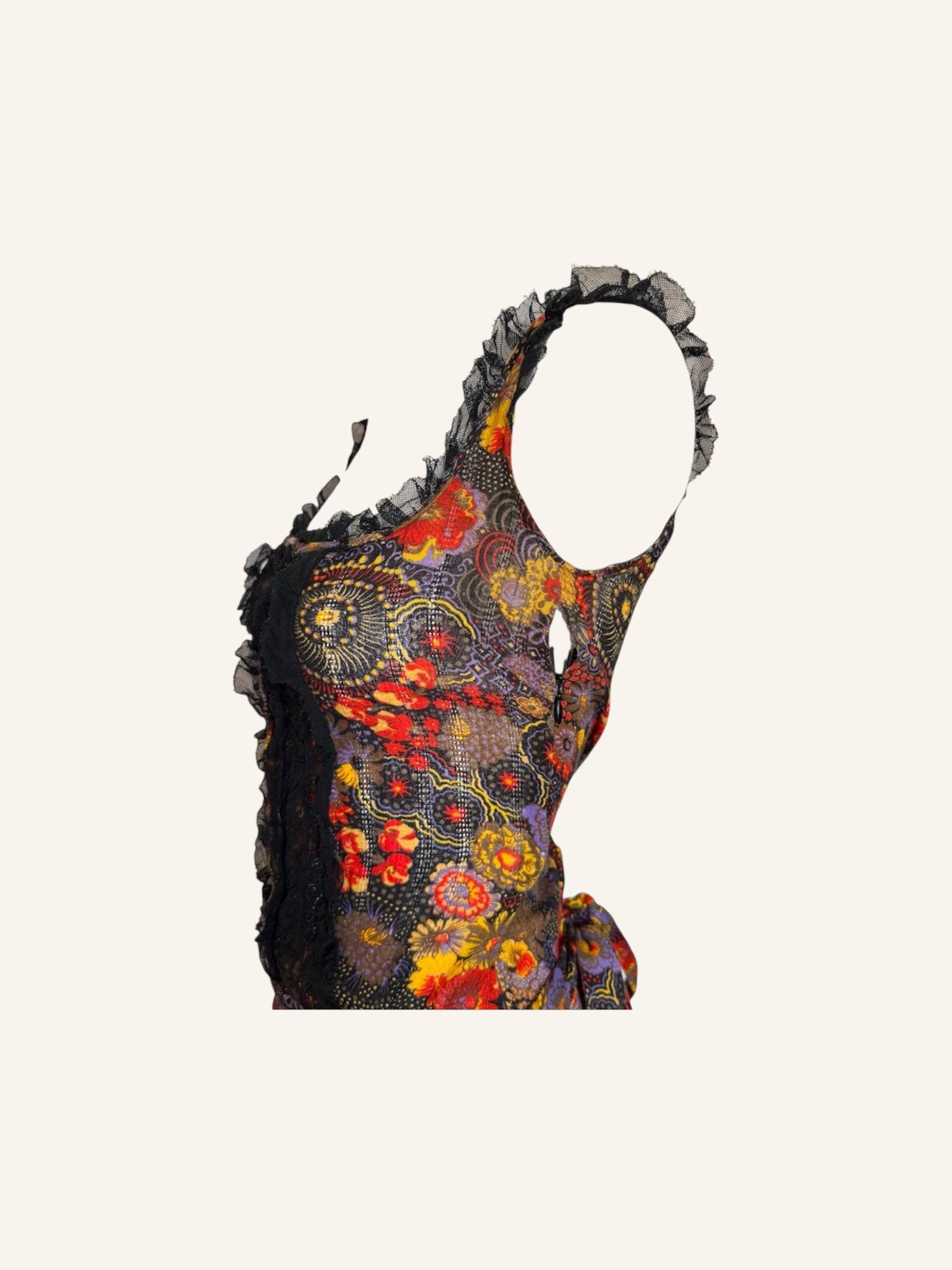 Dolce & Gabbana Floral Black Lace Tie Dress