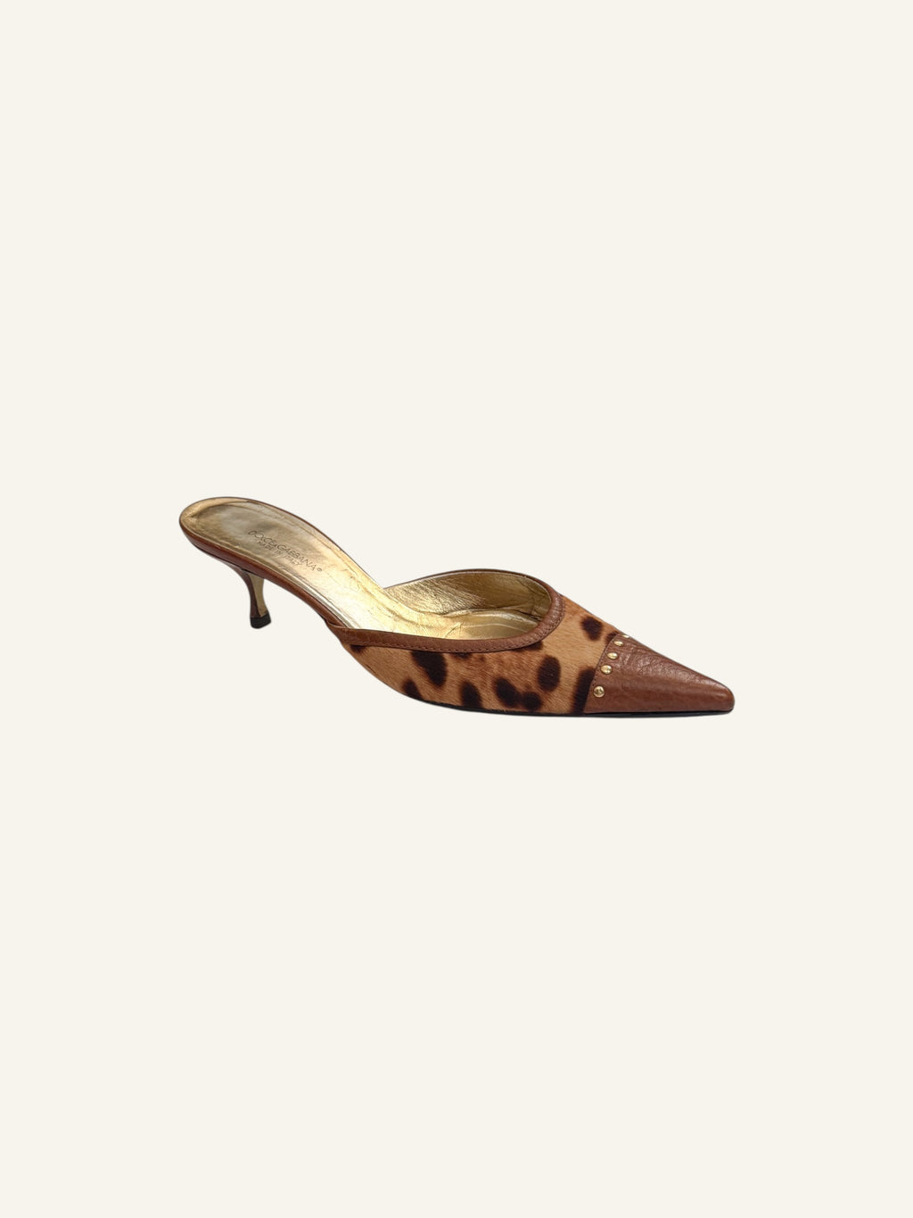 Dolce & Gabbana Leopard Ponyhair Pointed Mules