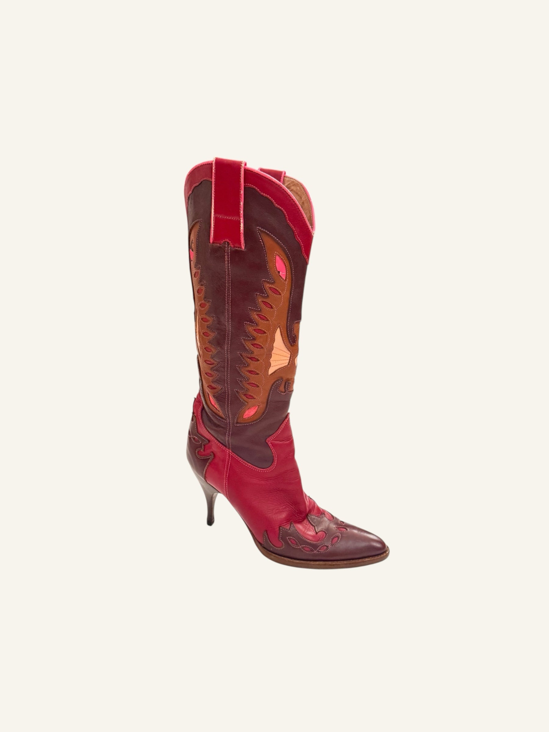 Dolce & Gabbana S/S 2004 Red Cowboy Stiletto Boots