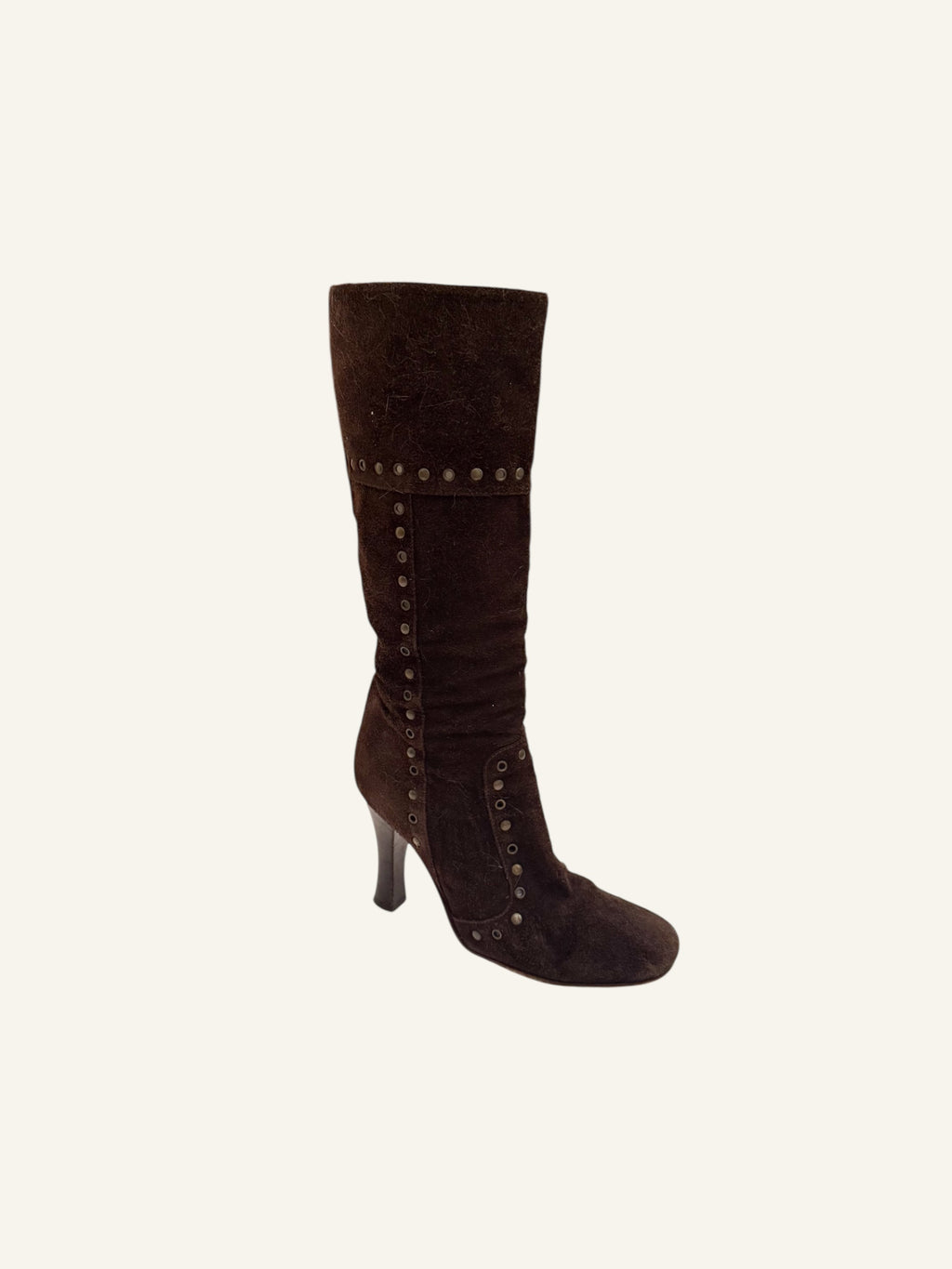 Dolce & Gabbana Brown Suede Studded Boots