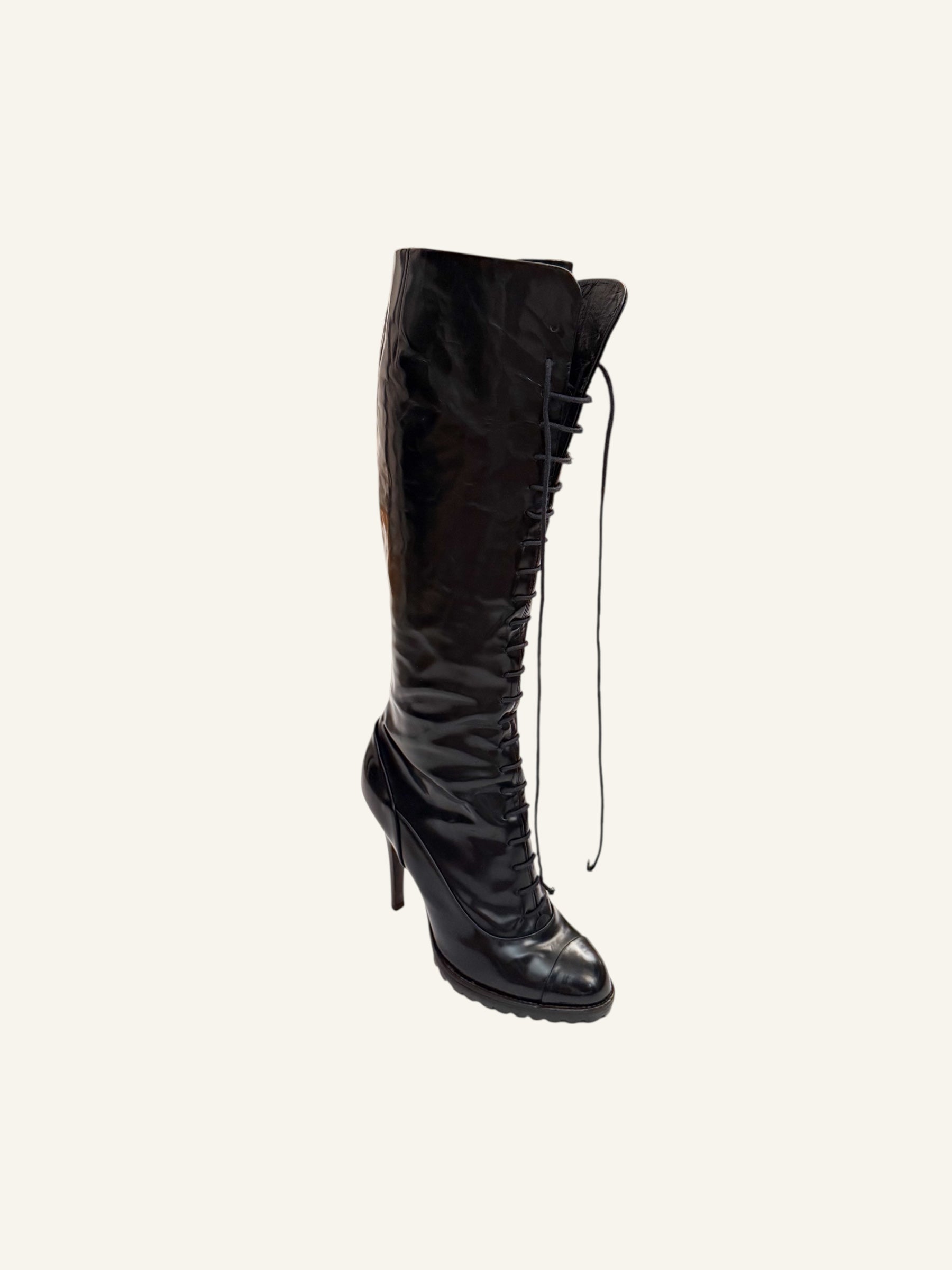 Giuseppe Zanotti Black Lace Up Stiletto Boots