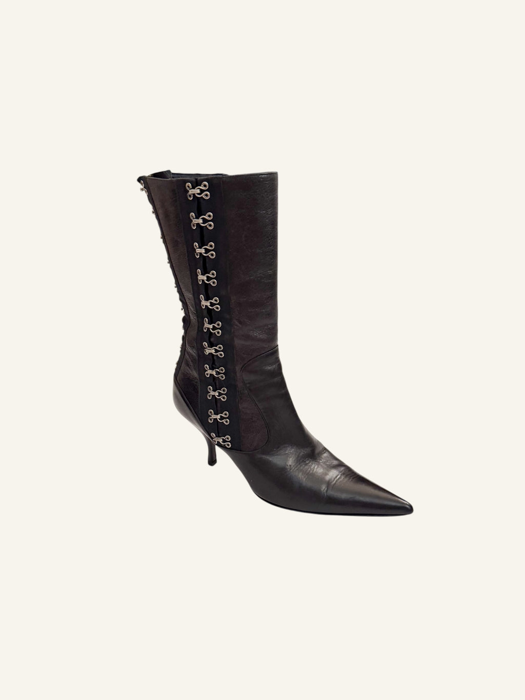 Dolce & Gabbana F/W 2003 Black Leather Corset Boots