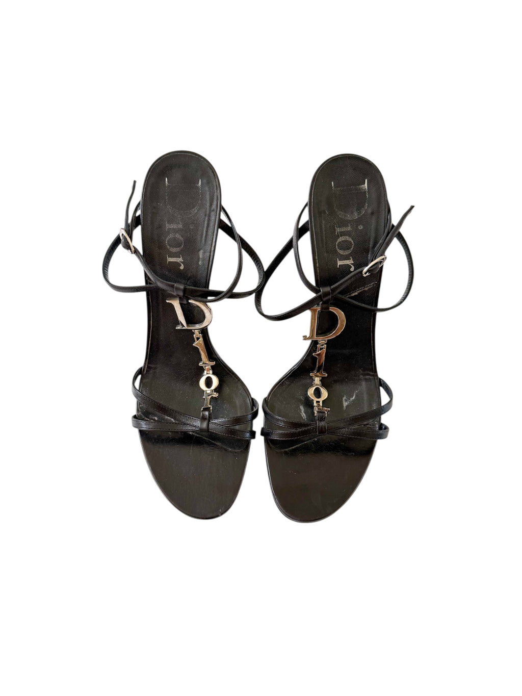 Christian Dior Spell-Out 'DIOR' Black Leather Heels