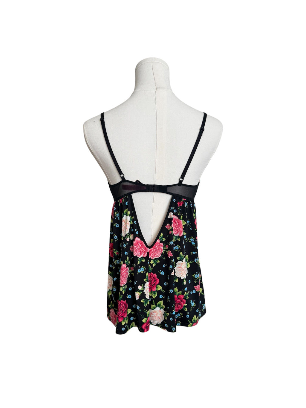 Betsey Johnson Floral Bow Black Lace Tank Top