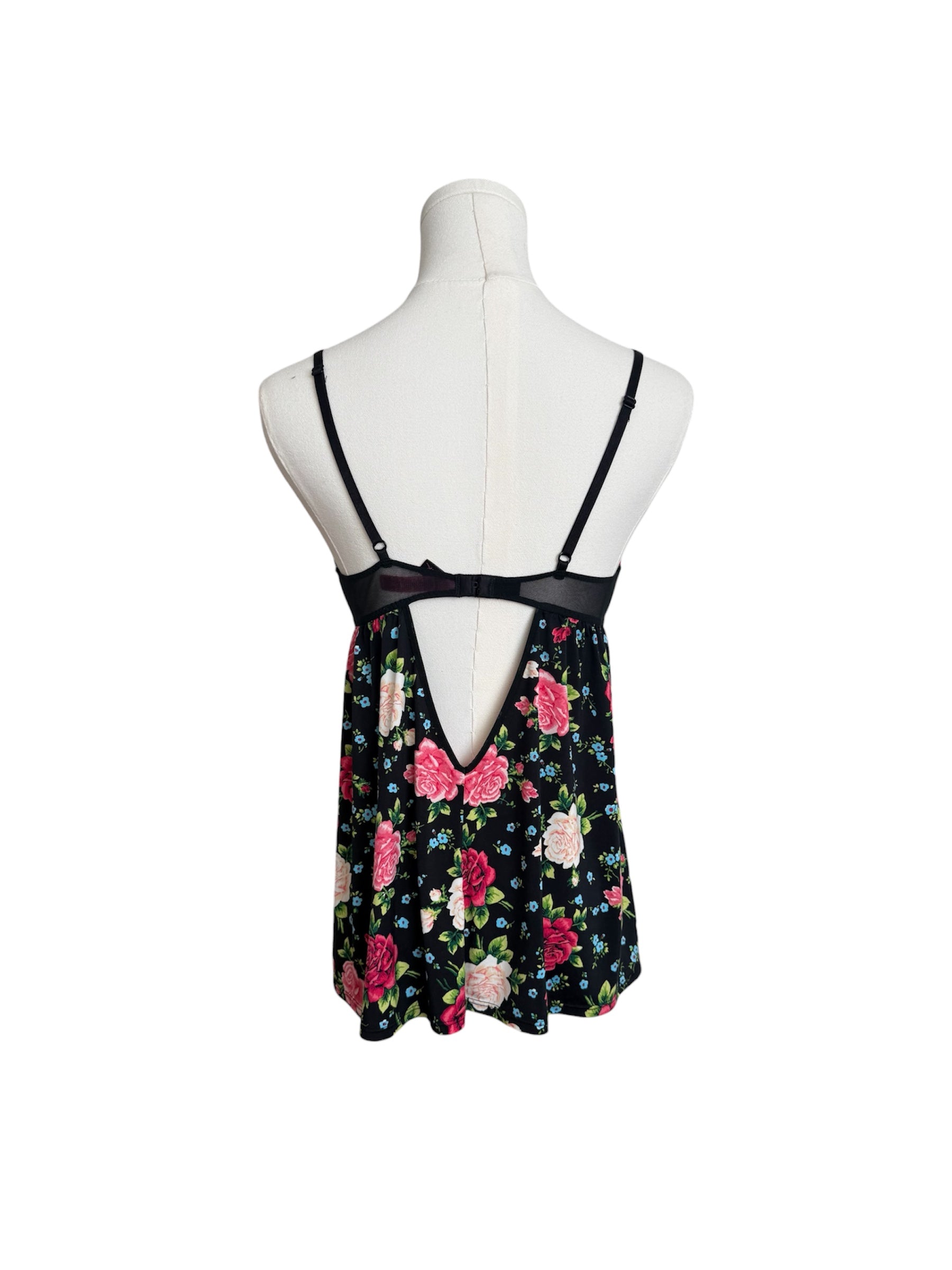 Betsey Johnson Floral Bow Black Lace Tank Top