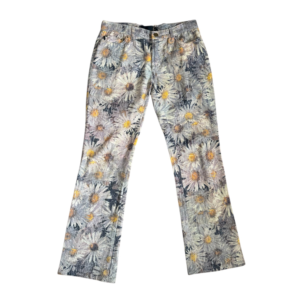 Cavalli Grey Flower Patterned Pants