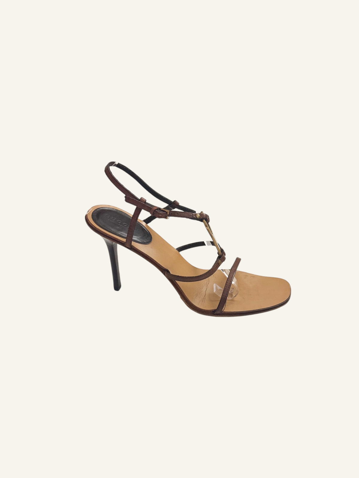 Gucci Horsebit Brown Strappy Leather Heels