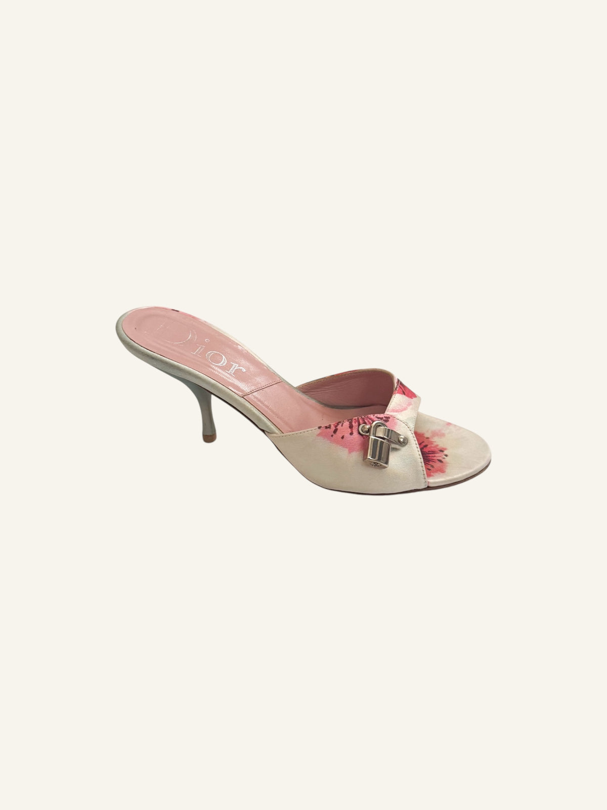 Christian Dior S/S 2005 Pink Floral Lock & Key Heels