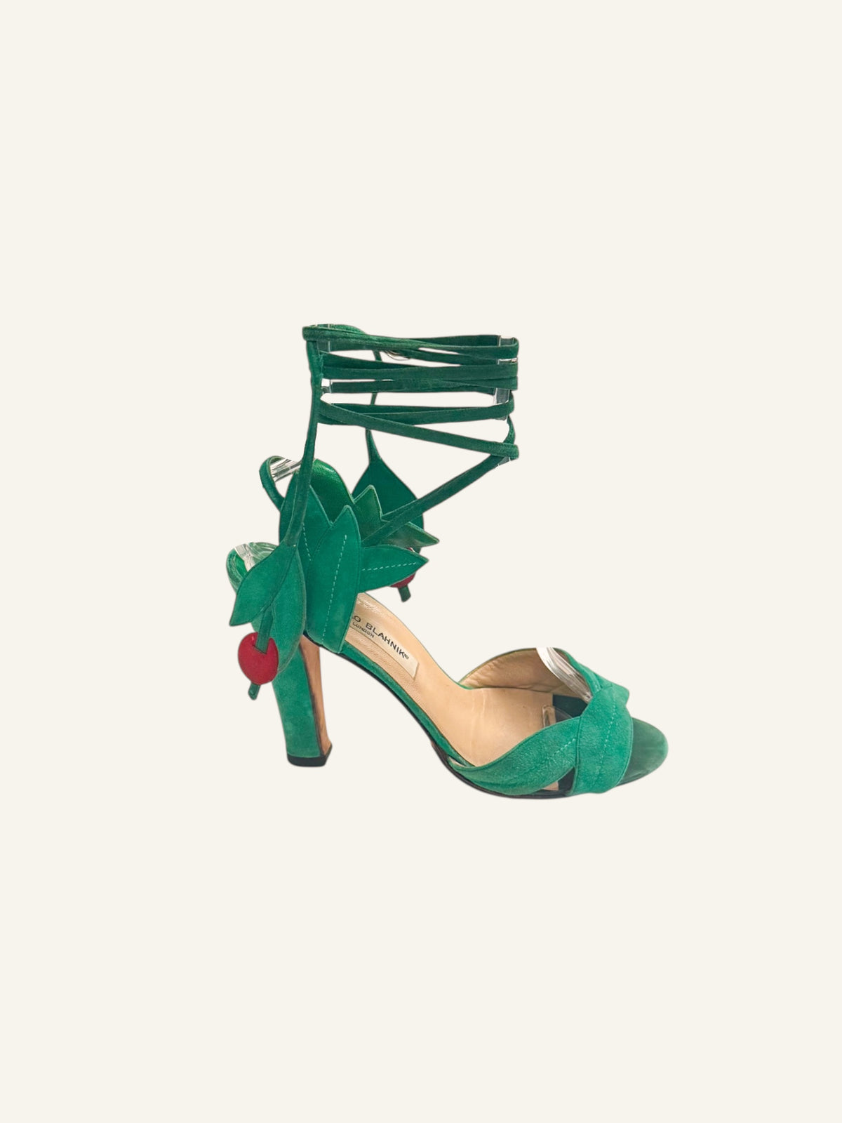 Manolo Blahnik 2003 Green Ivy Suede Heels