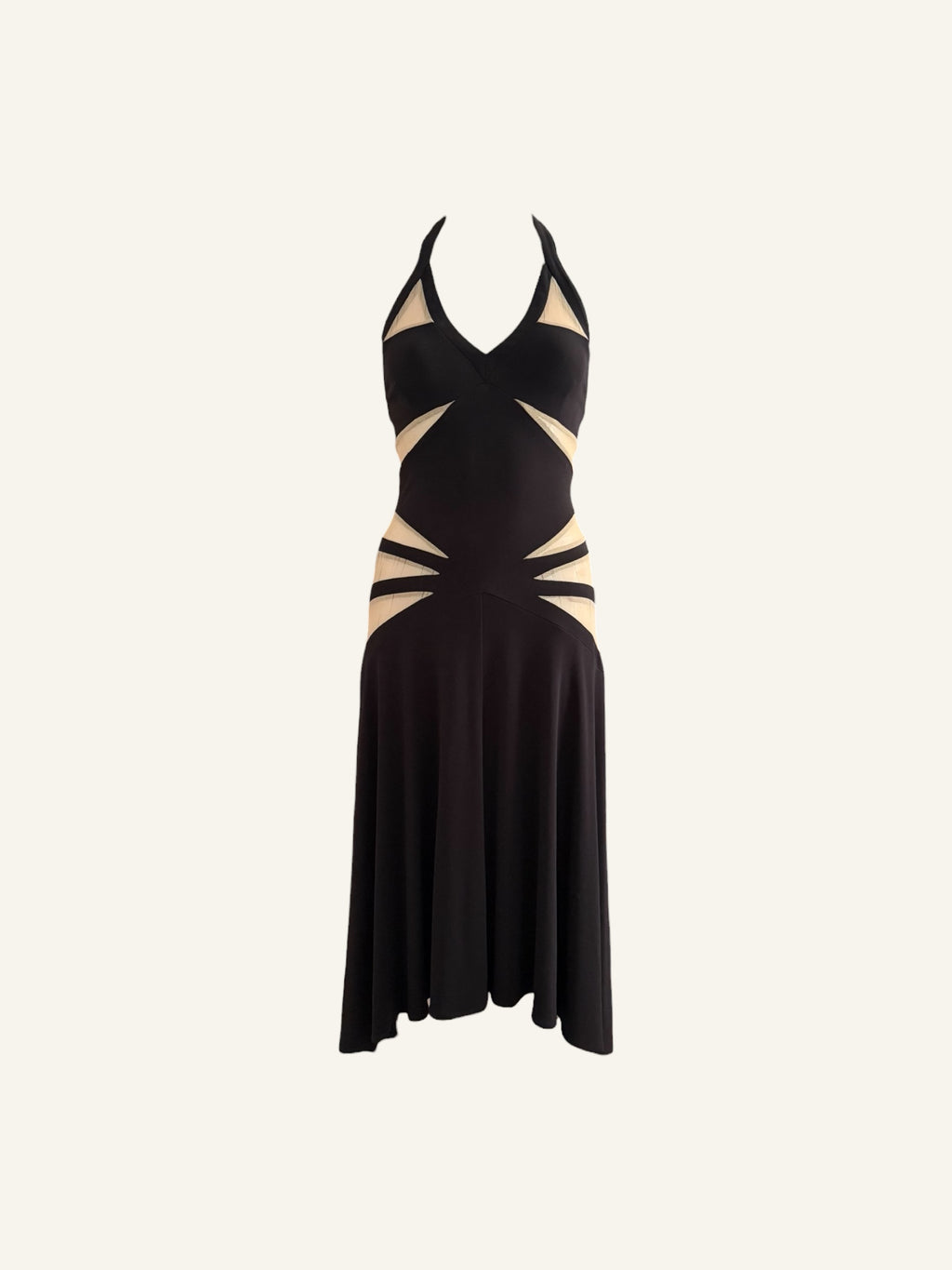Vintage BCBG Black Cutout Halter Dress