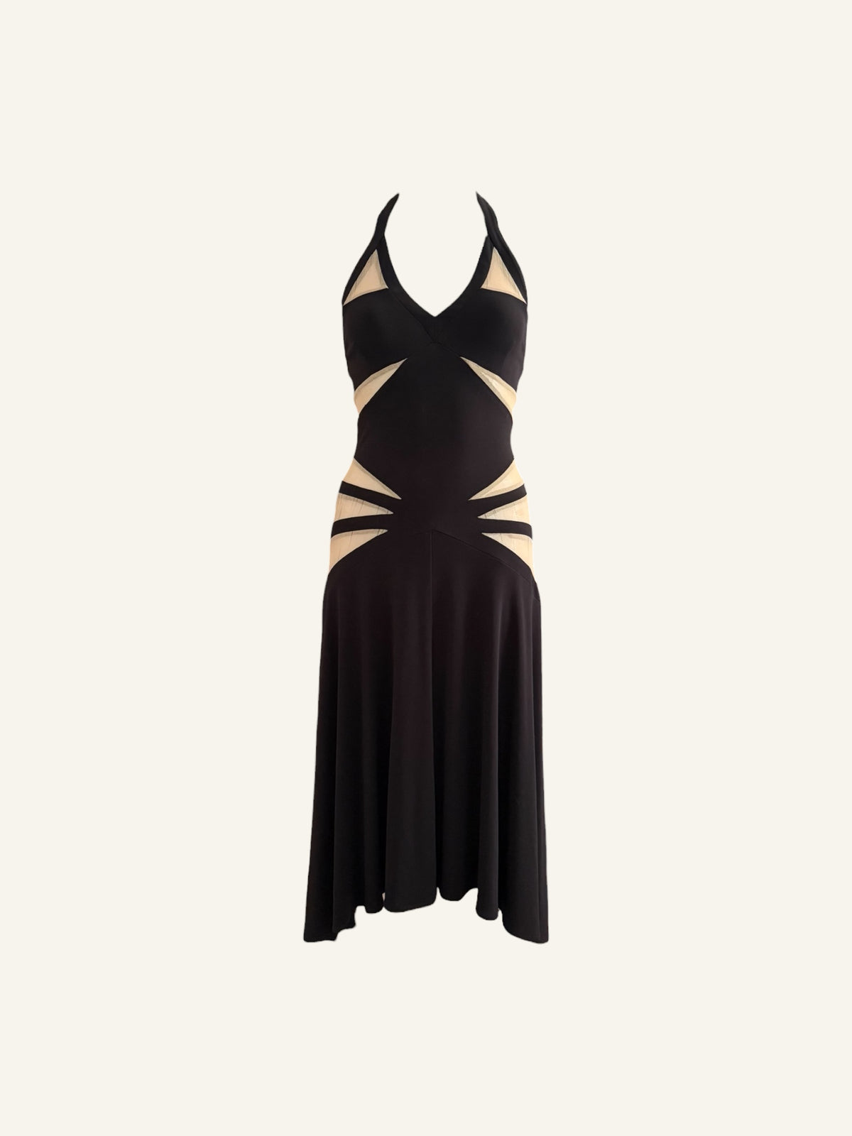 Vintage BCBG Black Cutout Halter Dress