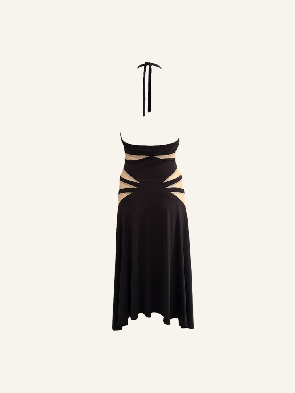 Vintage BCBG Black Cutout Halter Dress