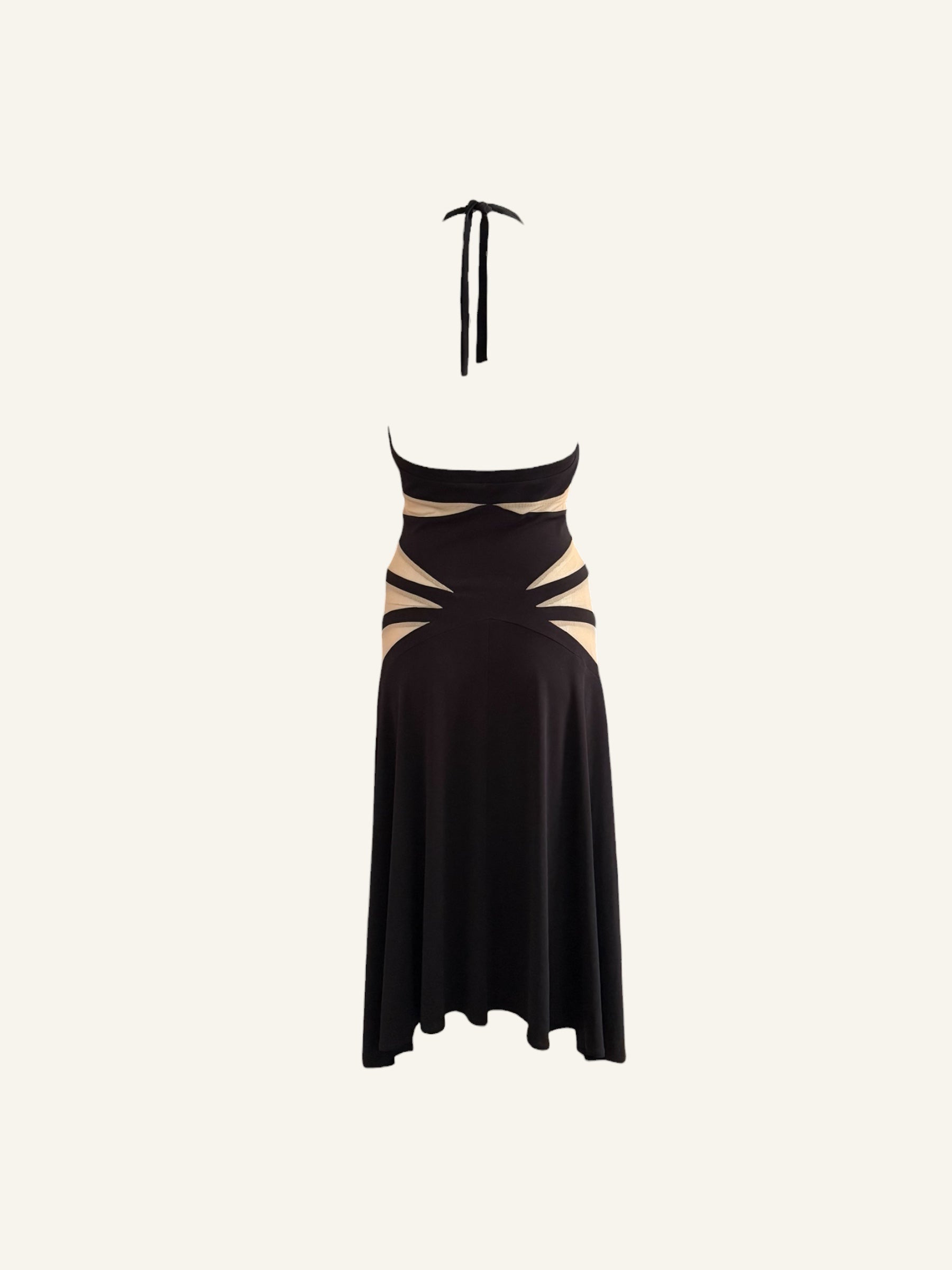 Vintage BCBG Black Cutout Halter Dress