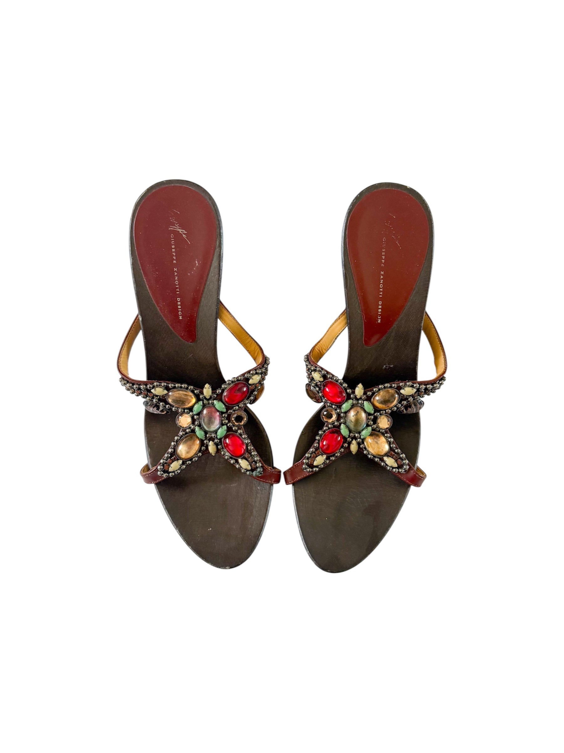 Giuseppe Zanotti Brown Butterfly Crystal Wedges