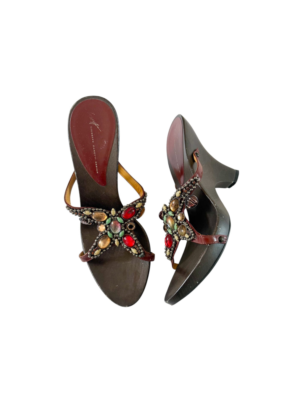 Giuseppe Zanotti Brown Butterfly Crystal Wedges