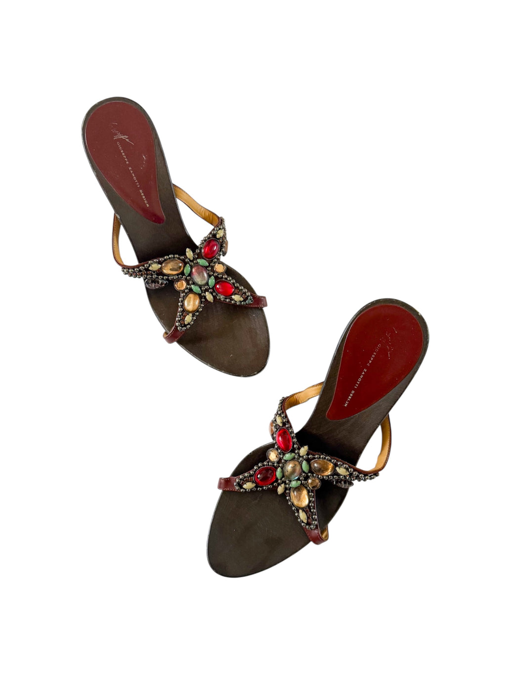 Giuseppe Zanotti Brown Butterfly Crystal Wedges