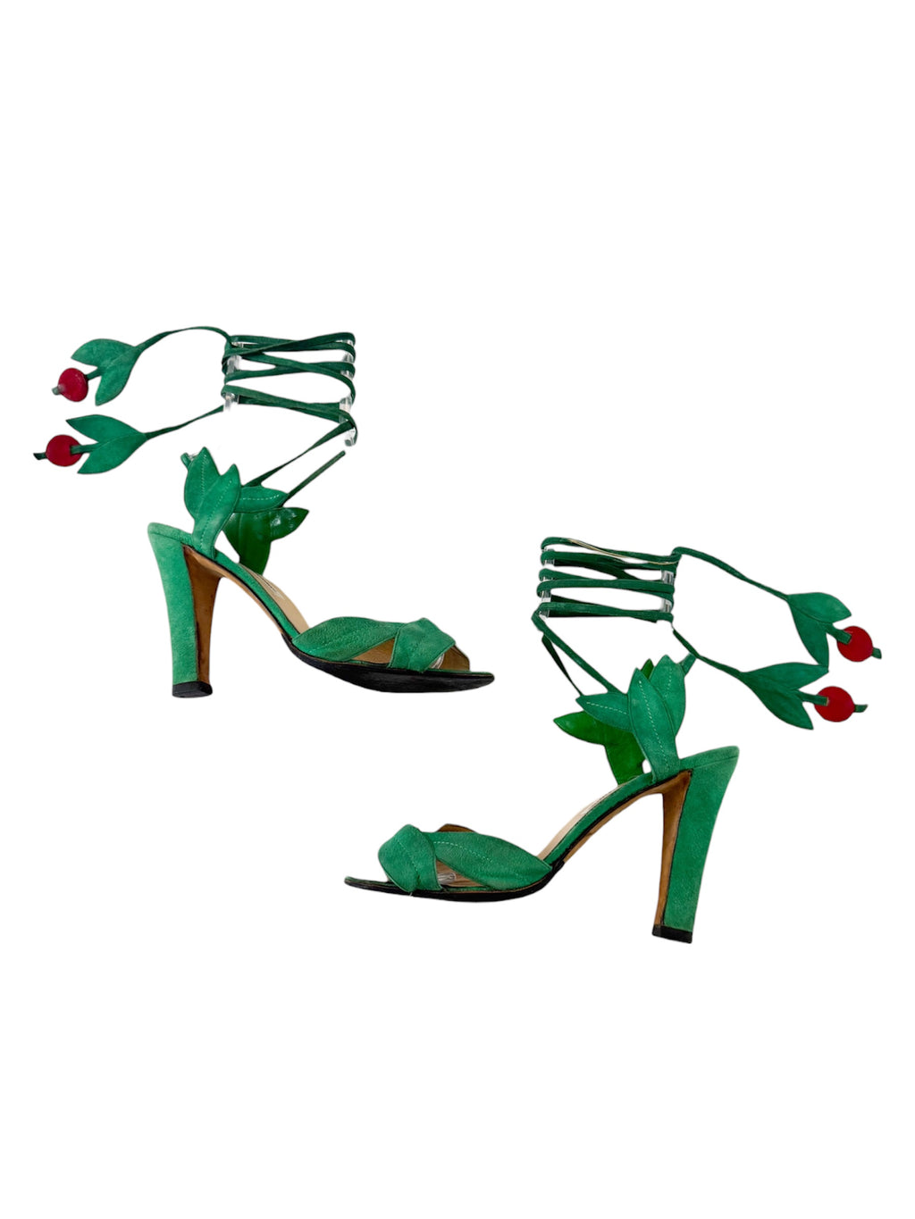 Manolo Blahnik 2003 Green Ivy Suede Heels