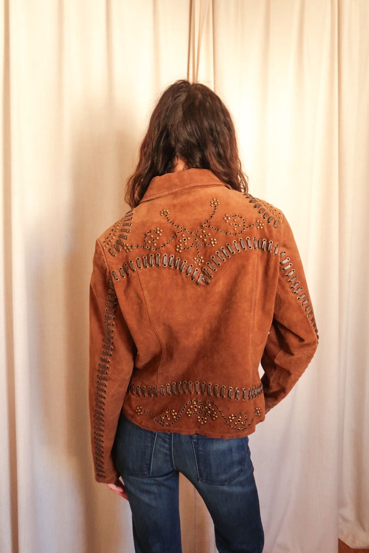 Vintage Brown Studded Leather Jacket