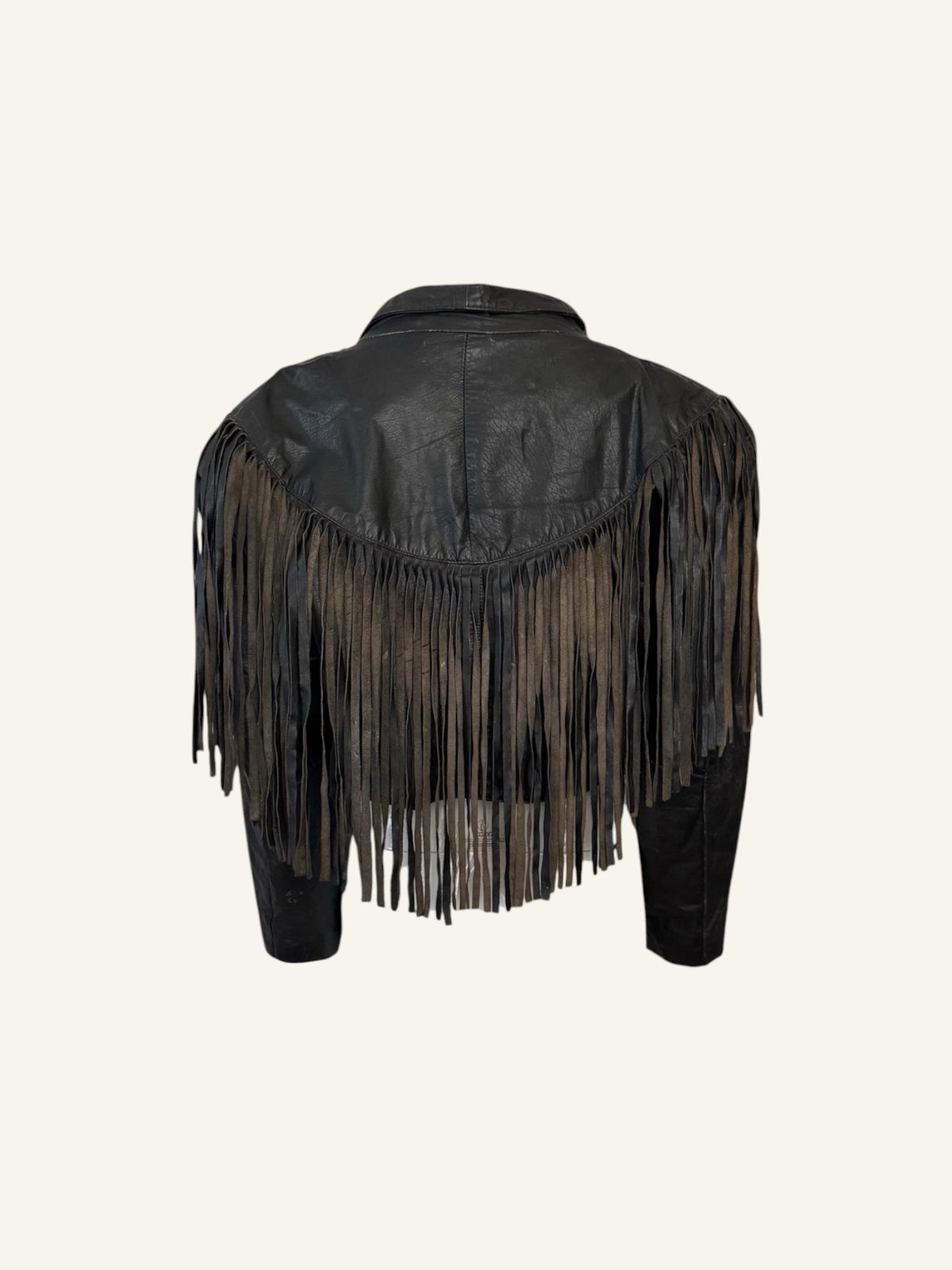 Vintage Leather Black Fringe Jacket