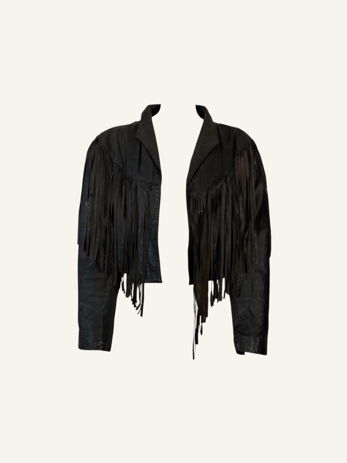Vintage Leather Black Fringe Jacket